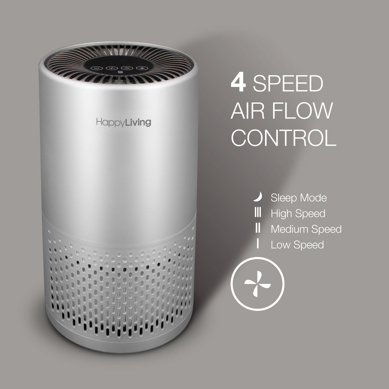 An image of the 4 speed air flow control on the air purifier.