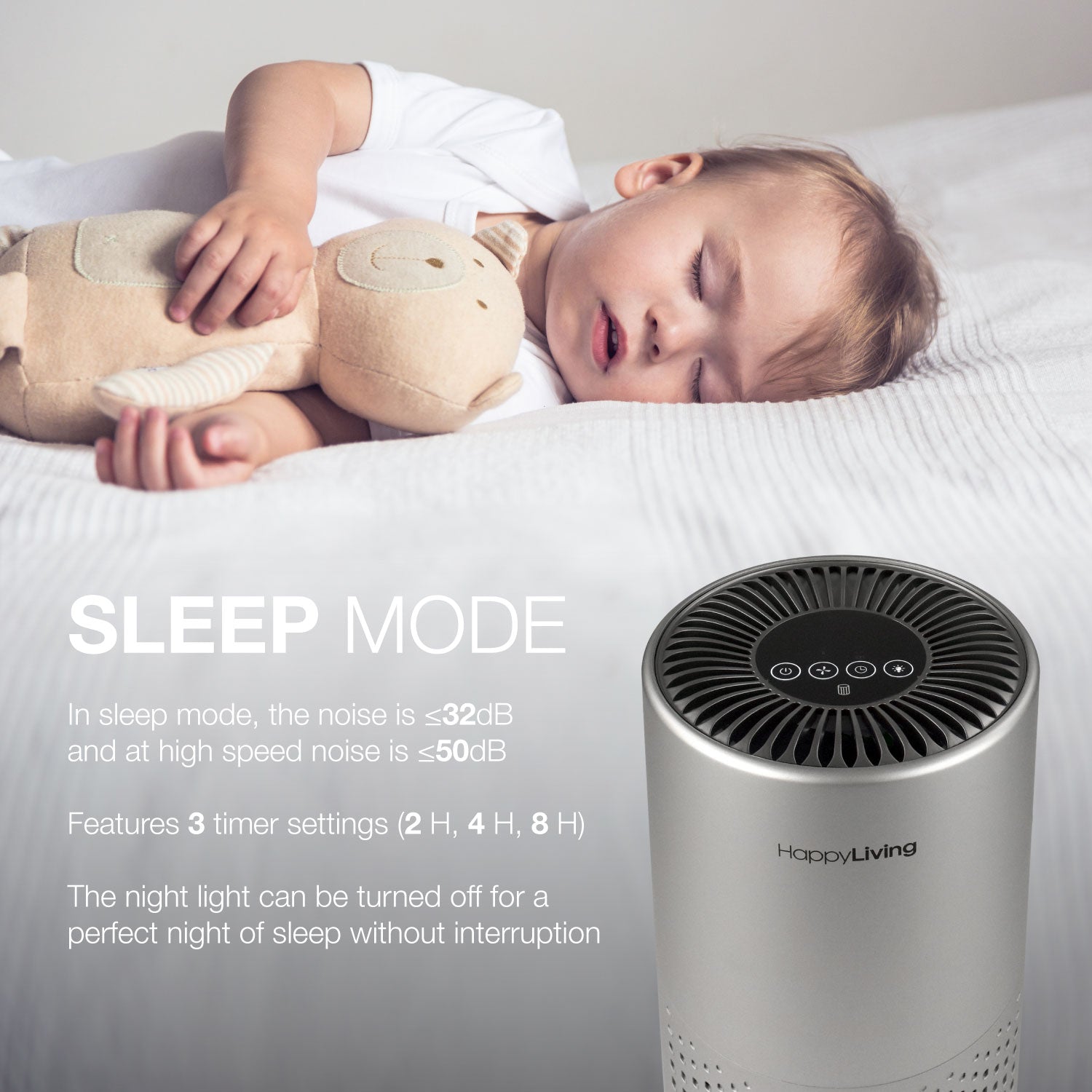 An image showing the sleep mode of the air purifier.